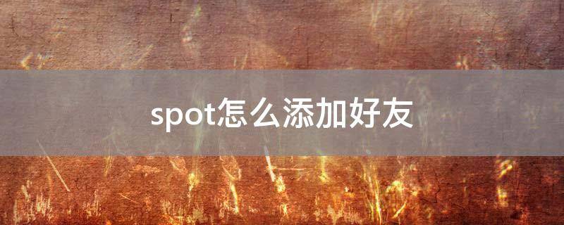 「已解答」spot怎么添加好友