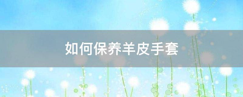 「达人分享」如何保养羊皮手套
