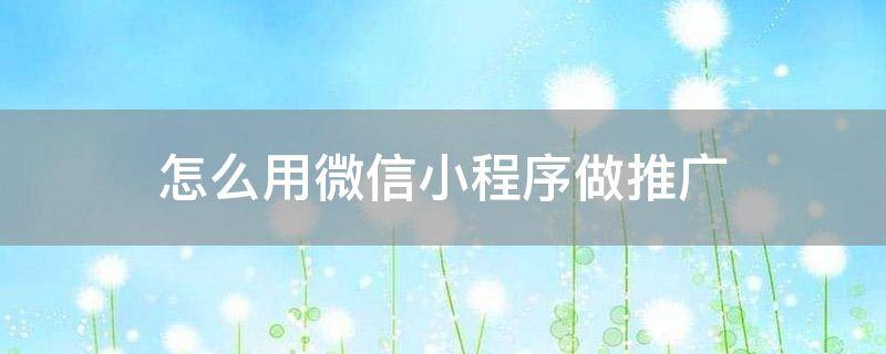 「干货」怎么用微信小程序做推广