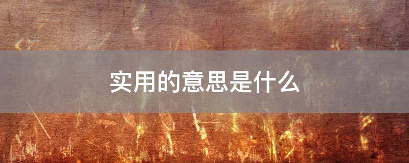 「经验分享」实用的意思是什么